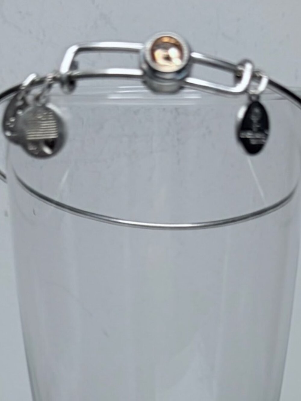 Alex and Ani Crystal Charm Expandable Bangle Bracelet Silver Tone Made in USA
